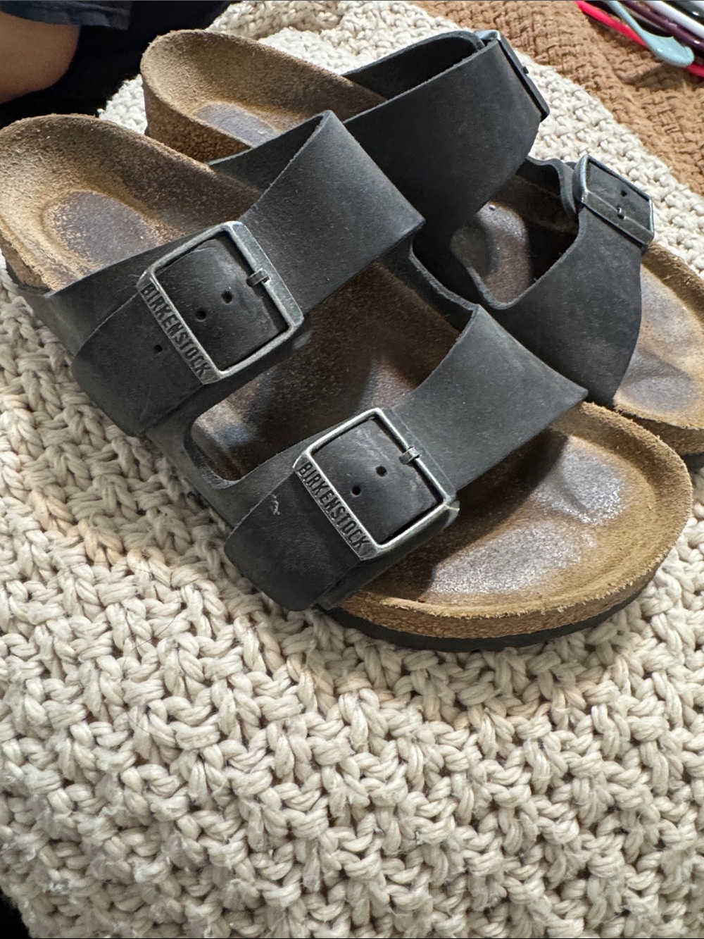 Birkenstock Unisex Black Two-Strap Sandals with Buckles